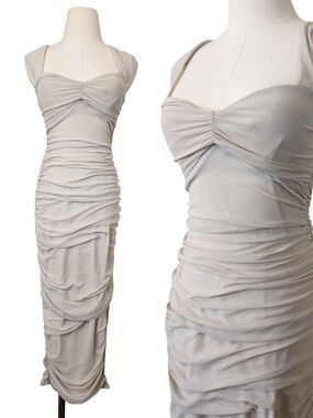 Lovely Cream Fitted Dress Midi Size Small Formal